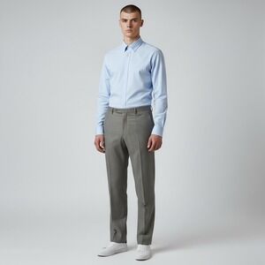 Canali 1934 Dress Pants Mens 34 Gray Micro Check Wool Classic Fit Made In Italy